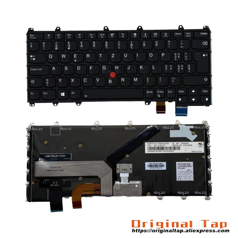 SWS Swiss Backlit Keyboard for Lenovo Thinkpad X380 Yoga 370 01EN413 01AV702 01HW601 01HW641