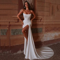 Eightree Women Mermaid Wedding Dresses Strapless Side Slit Sleeveless Bridal Dress Formal Wedding Ball Prom Gowns Customized