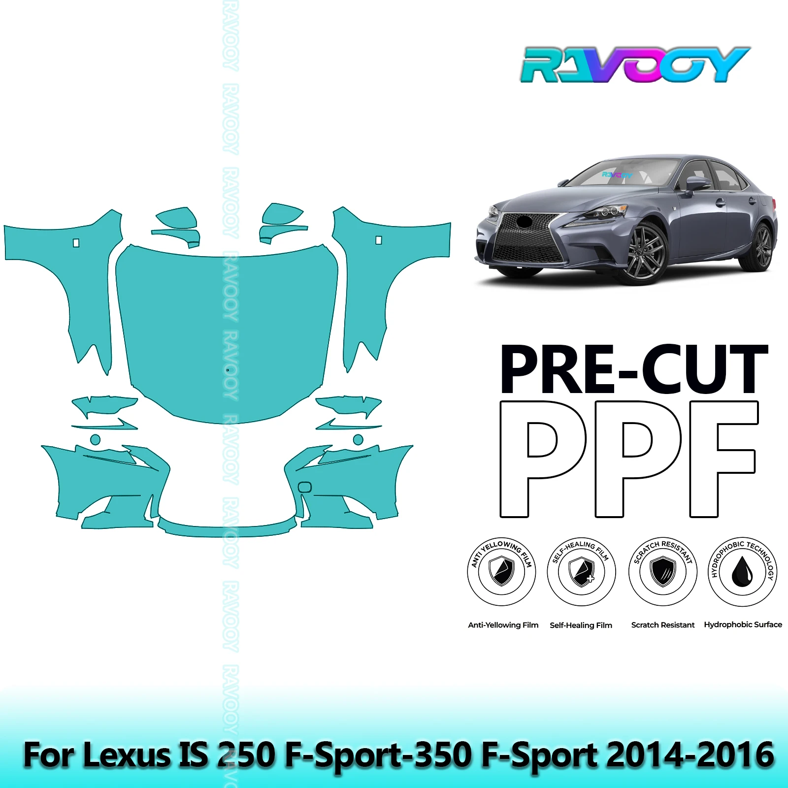 

Для Lexus IS 250 F-Sport-350 F-Sport 2014-2016, передний комплект, 8,5 мил, предварительно вырезанная защитная пленка для краски, прозрачный бюстгальтер PPF