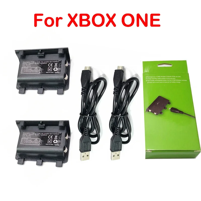 

2PCS Rechargeable Battery Pack 2400mAh for XBOX ONE Wireless Controller Gamepad Joypad Backup Battery USB Charging Cable