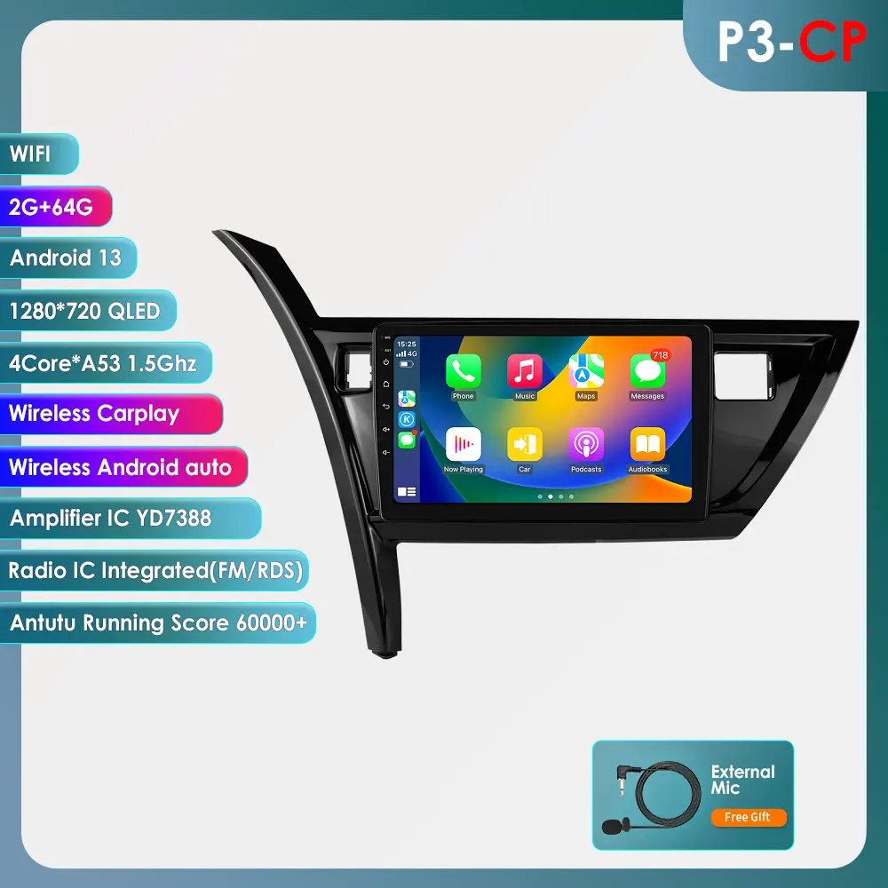 Hizpo 2 Din Android Auto Radio Voor Toyota Corolla Auris 2013 - 2016 Carplay 4G Auto Multimedia Gps 2din Autoradio 360 Camera Rds