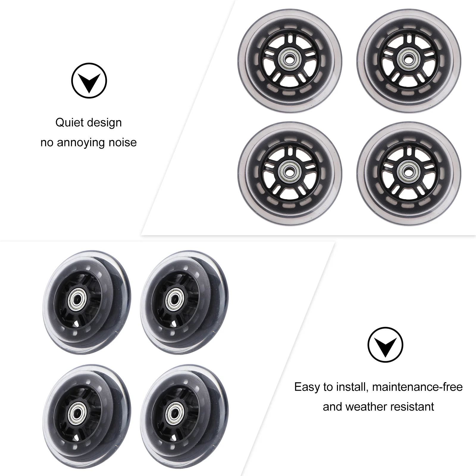 4 Pcs Transparent Wheel High Elastic Scooter Parts Luggage Wheels Component 10X10X24CM Supplies