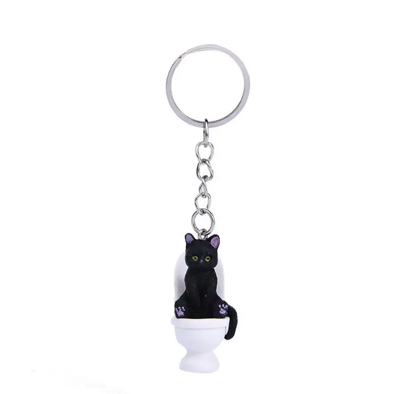[L] Funny PVC Cat Keychain Toilet Shape Design Color Options For Cat Lovers Bag Car Key DecorSports And Entertainment Store