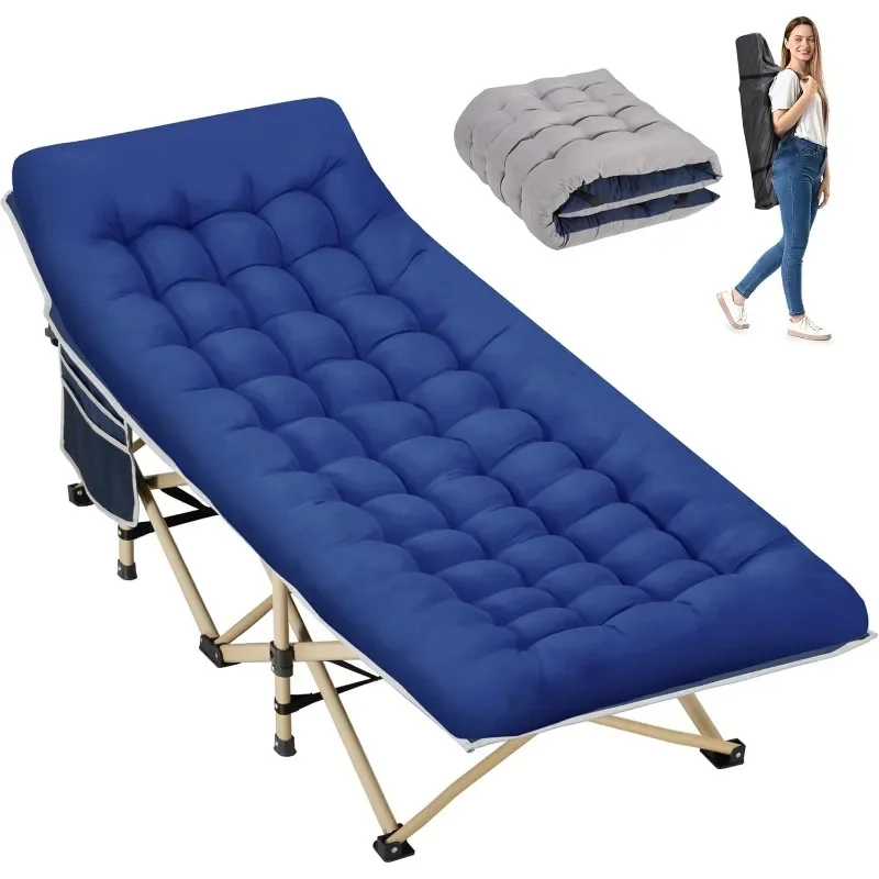 

Folding Camping Cot for Sleeping, Portable Cots for Adults, Heavy Duty Cot Bed 550LBS(Max Load), Extra Wider Cots with Large