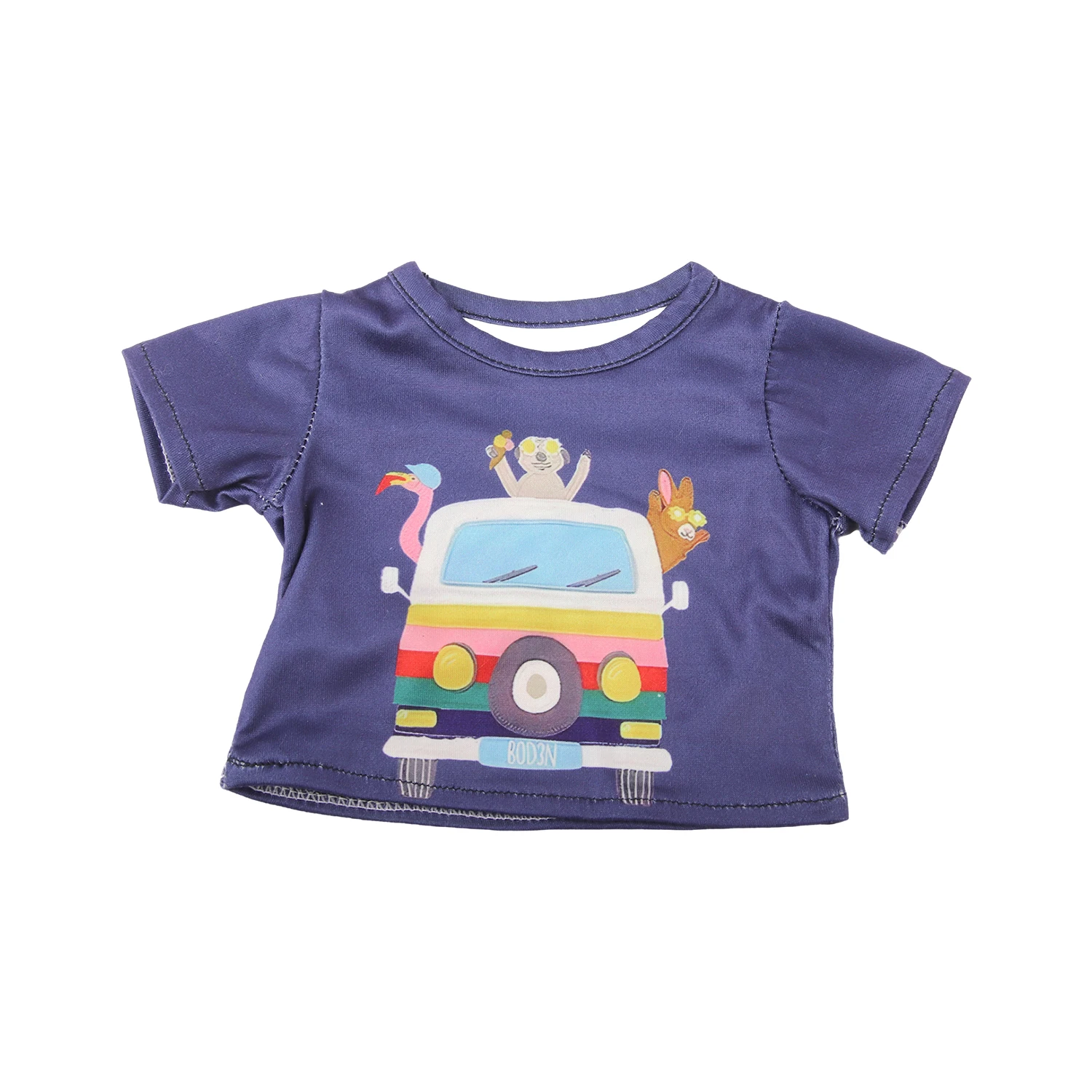 لطيف عروسة كارتون تي شيرت ل 18 بوصة الدمى الأمريكية فتاة سيارة قوس قزح سلة للزهور الطباعة الملابس ل 43 سنتيمتر دمية طفل الوليد