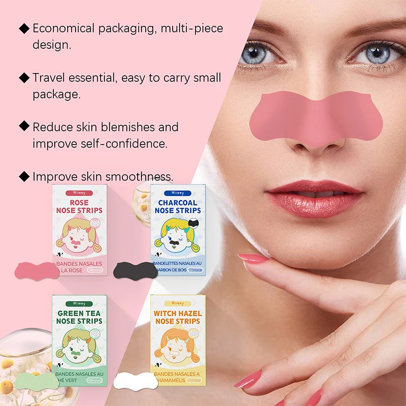 10 Stuks Unisex Mee-Eend Masker Peel Nasale Strips Diepe Reiniging Krimp Porie Neus Zwart Hoofd Verwijderen Stickers Huidverzorgingsmasker