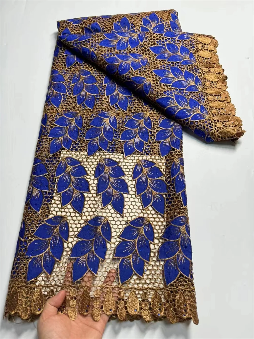 NigWin-Tissu en dentelle Guipure pour femmes, robes de mariée cousues, paillettes africaines solubles dans l'eau, haute qualité, 5 ans, 2024 dernier