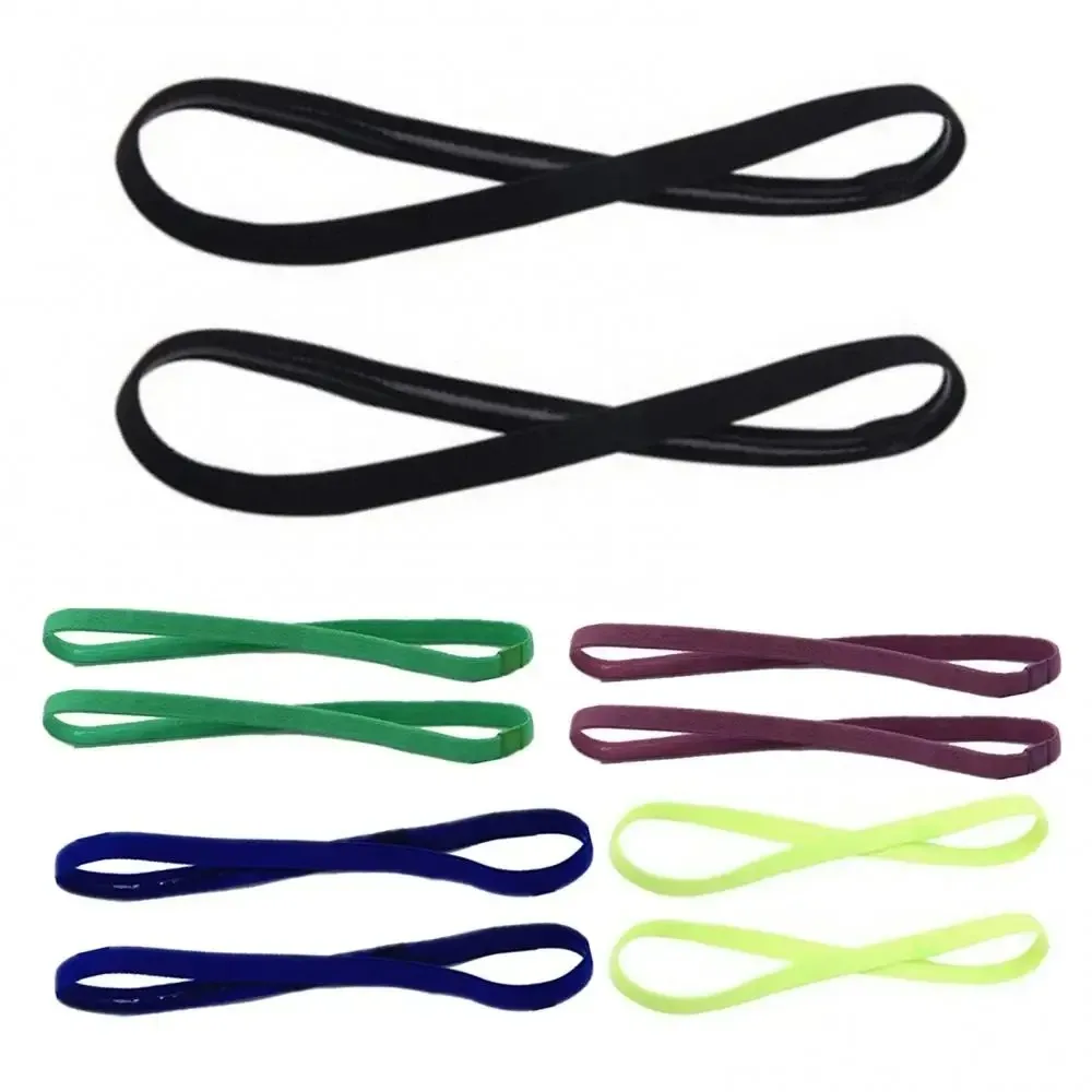 5Pcs Candy Color Women Men Yoga Hair Bands Sports Headband Non-slip Running Elastic Rubber Sweatband Football Hair Accessories