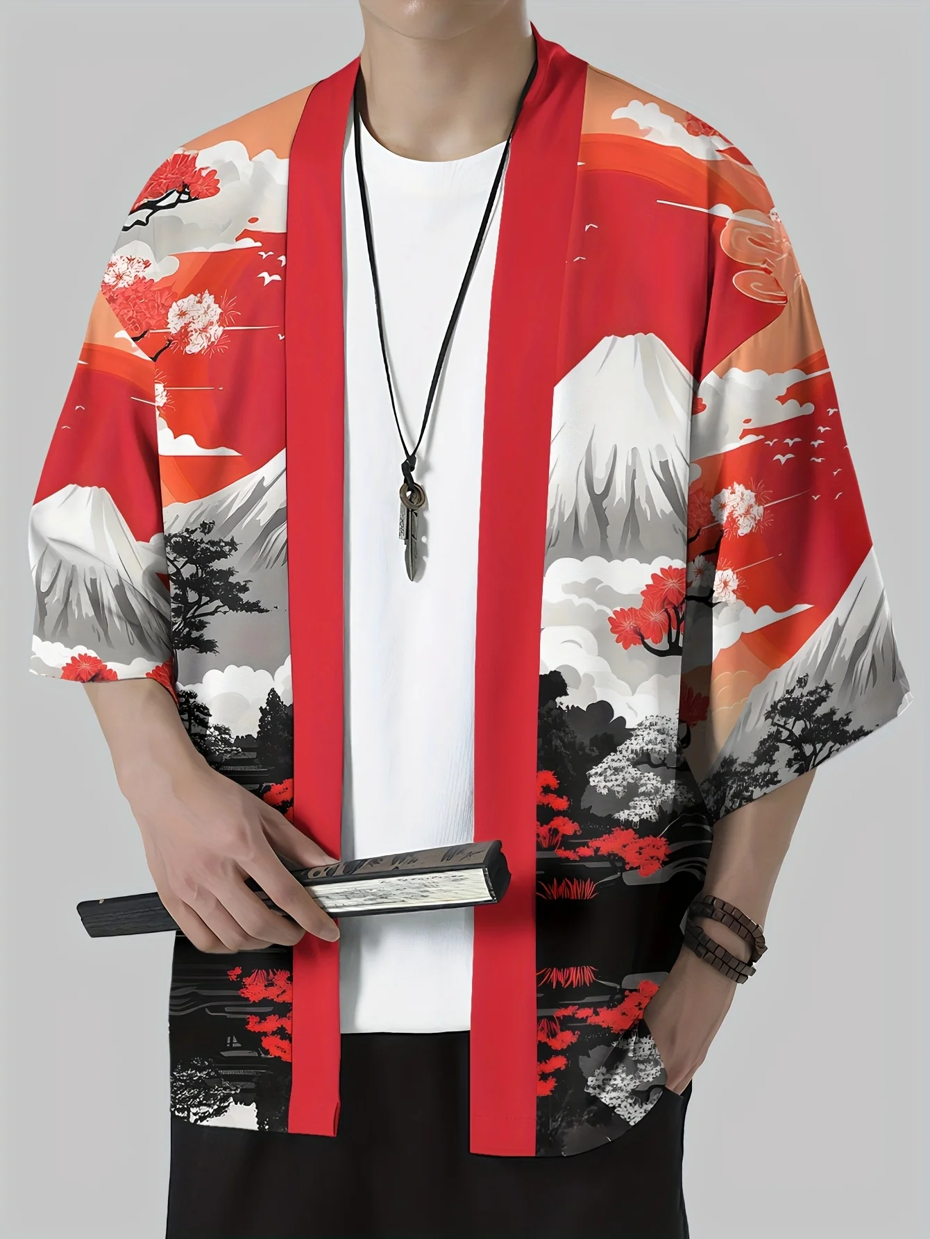 2026 Japanese Kimono for Men Traditional Japanese Relief Culture  Printed Robe Yukata Japanese Clothing Casual Loose Kimono