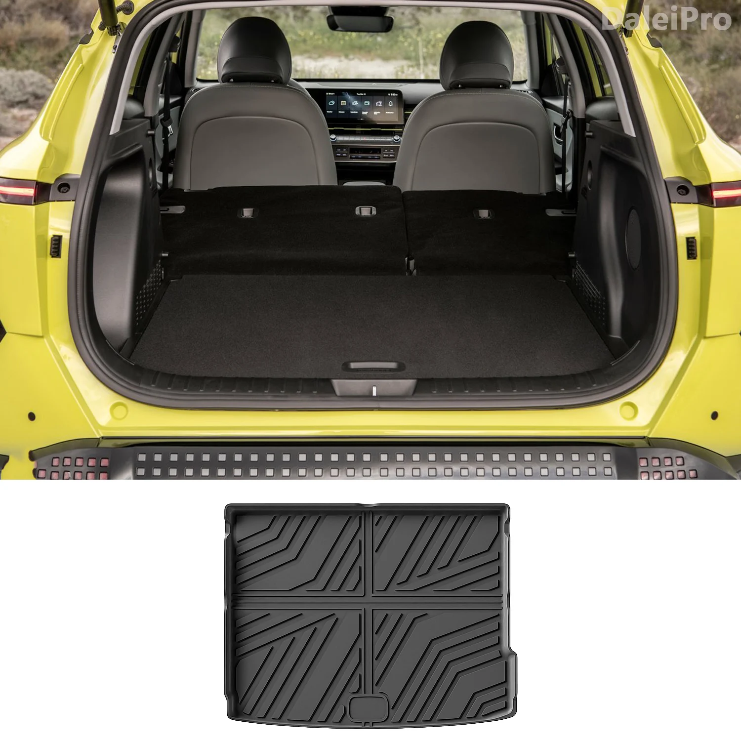 For Hyundai Kona Electric 2023 2024 Trunk Mats All Weather Cargo Liner Custom Fit Cargo Mats TPE Floor Mats Interior Accessories