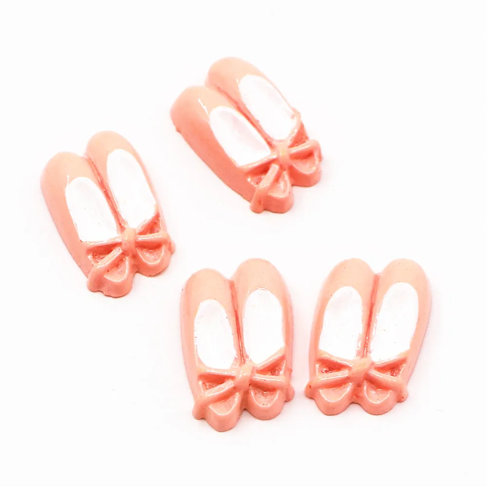 10pcs Korea Pink Ballet Shoes Resin Cabochons Flatbacks for Girl Hair Bow Center Crafts DIY