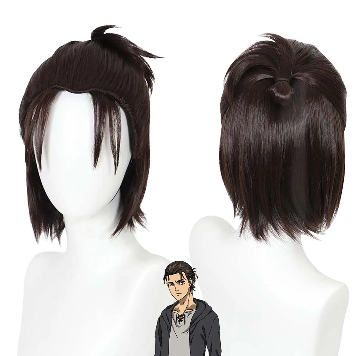 

Мужской костюм на Хэллоуин, вечерние костюмы «Атака Титанов», косплей с завязками на спине, Эрен Йегер Йегер, парик для косплея