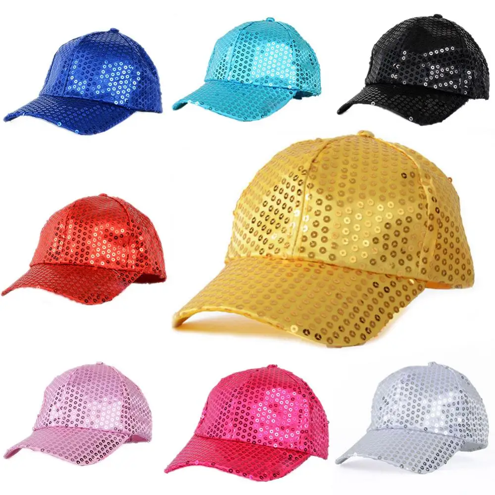 Women Men Glitter Sequins Baseball Caps Sequins Fashion Casual Hats Female Hip Hop Caps Christmas Halloween Event Party Hats