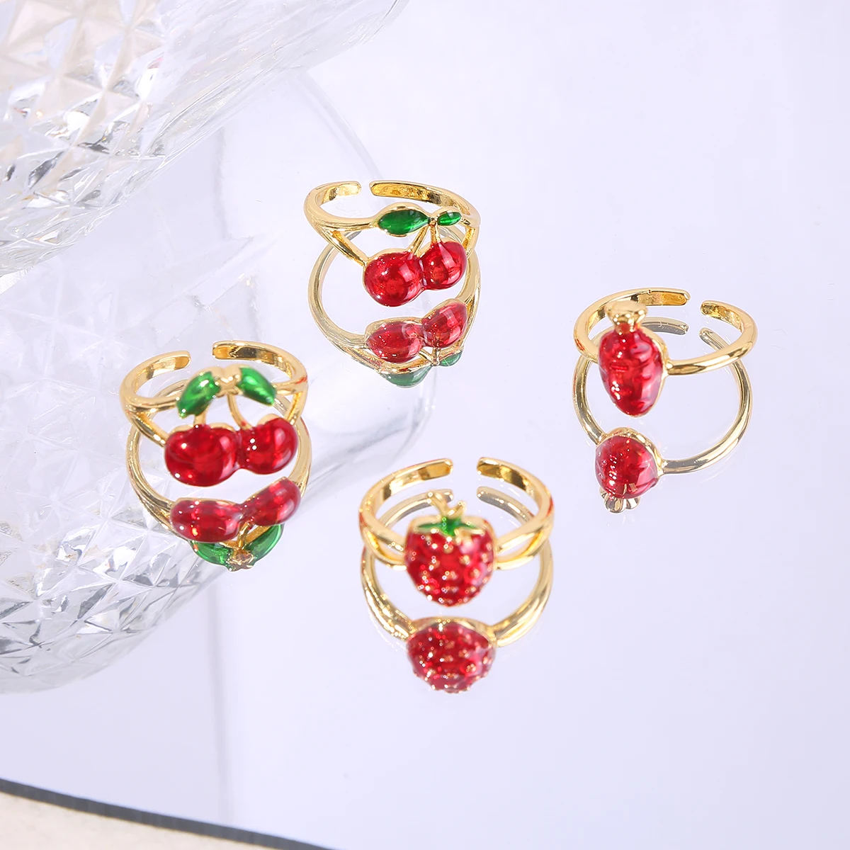Trendy Vegetables Fruits Rings For Women Girls Cute Lovely Dripping Oil Adjustable Engagement Wedding Ring Fashion Jewelry Gift