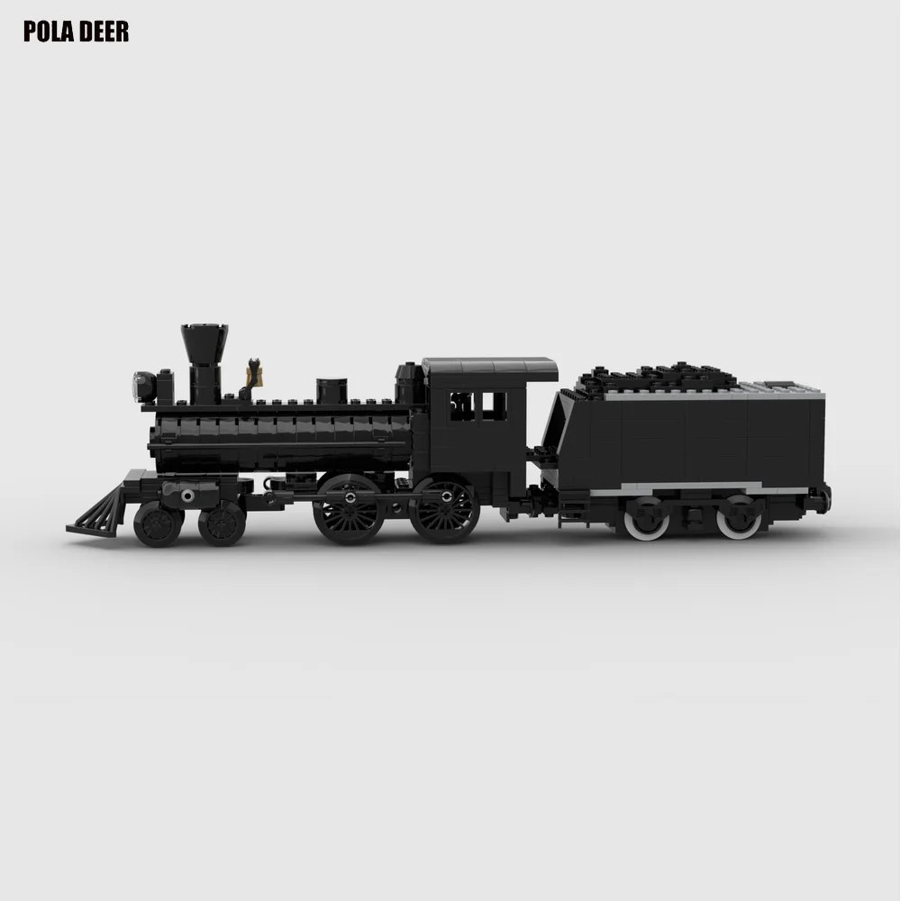 Poladeer 346 Pcs Western Motorized Coal Steam Train With Motor Creative Assembly Building Block Model Boy Toy Holiday Gift