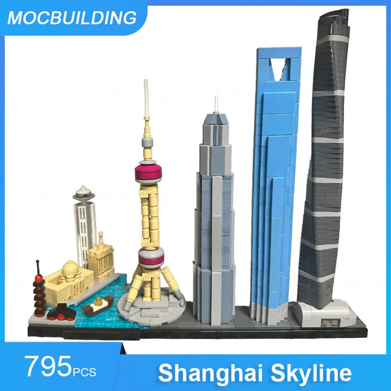 MOC Building Blocks Shanghai Skyline Upgraded Model DIY Display Assemble Bricks Architecture Collection Xmas Toys Gifts 795PCS