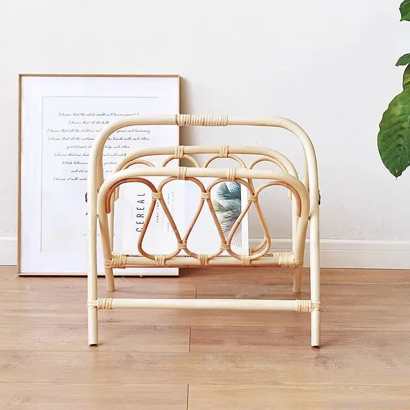 

Japandi Magazine Rack - Foldable Rattan Floor Stand for Books