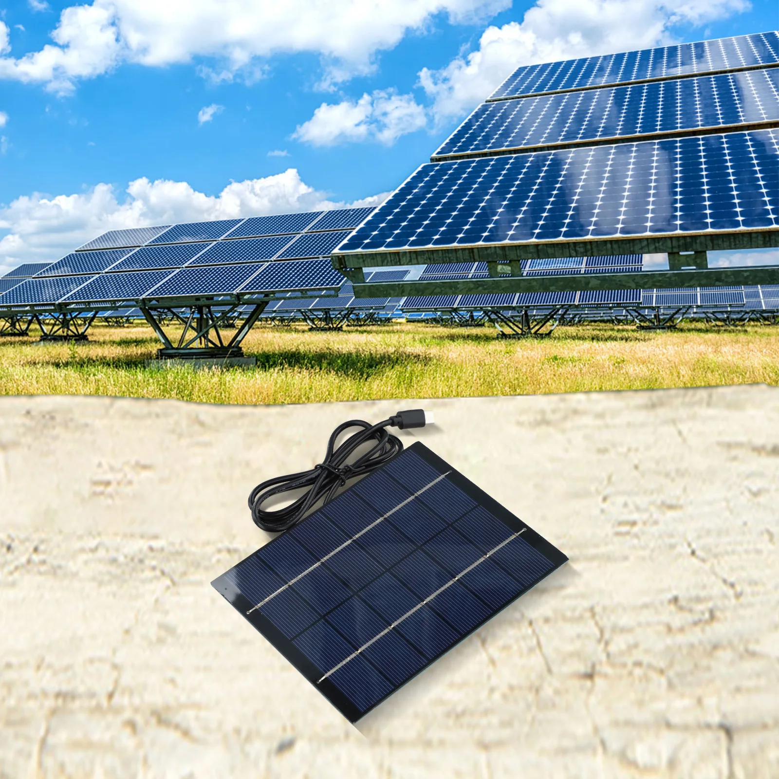 Portable Solar Panel Charger Garden Lighting Type C Charger Efficient Power Generation Integrated Type C Output