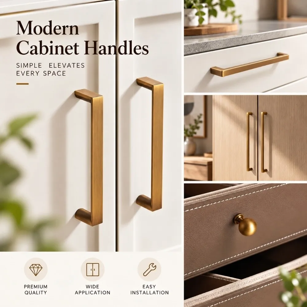 New Antique Bronze Cabinet Handles Minimalist French Furniture Knobs DIY Friendly Rounded Edges Wardrobe Handles Drawer Hardware