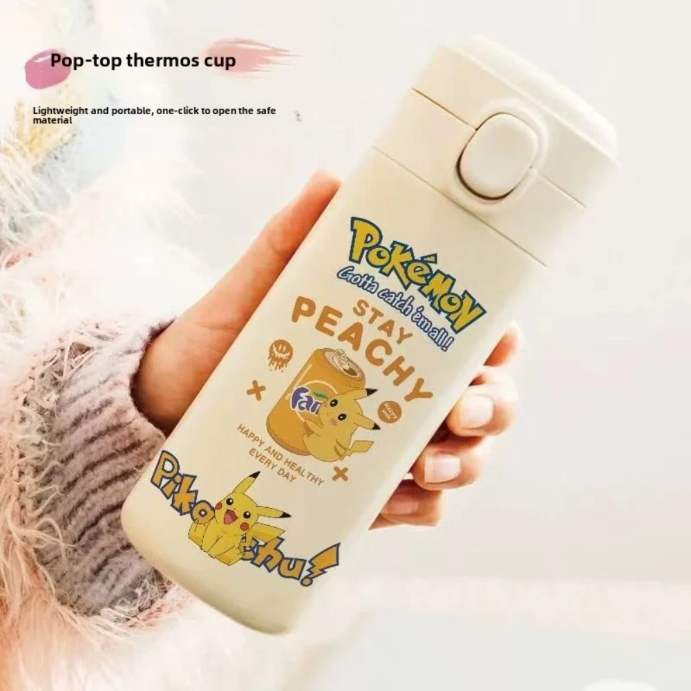 MINISO名創優品 ポケモン ピカチュウ 可愛い魔法瓶 大容量 学生用水筒 ステンレス製真空断熱水筒 大人学生向け