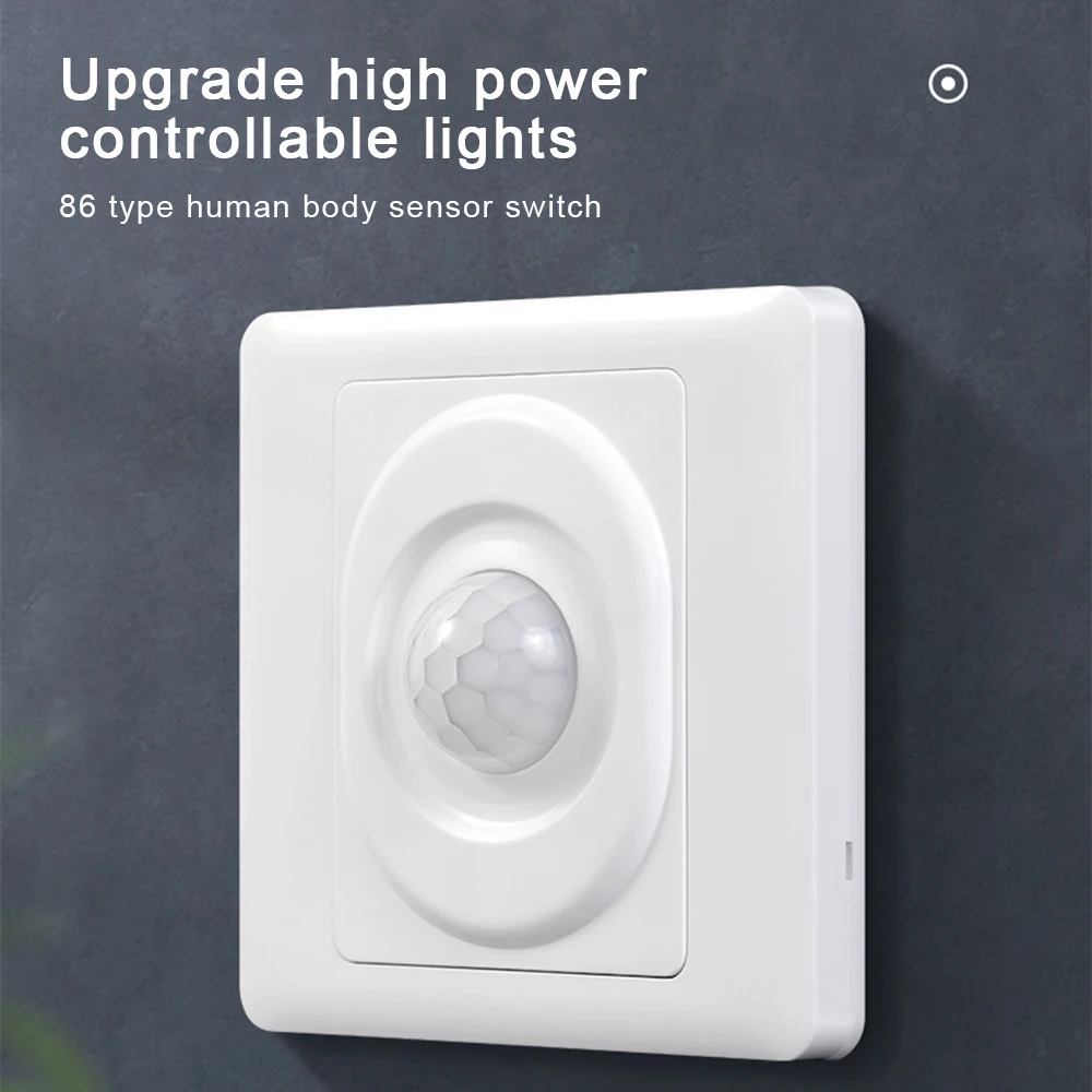 

Three-wire Human Body Sensor Switch Wall Lamp Switch 90℃ Infrared Motion Detector Crystal Galss Frame EU Standard Light Switches