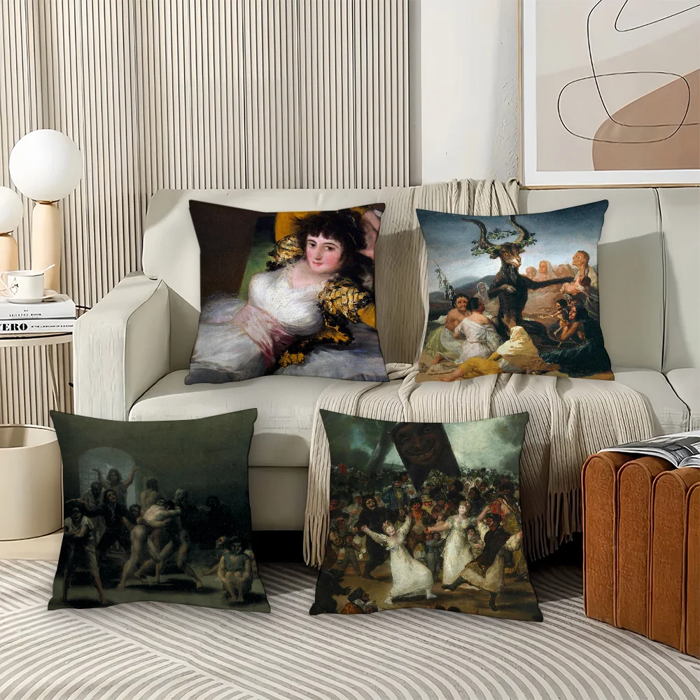 Francisco Goya Famous Painting Pillow Case Office Cushions Suitable For Sofa Car Bedroom Decorative Cushion Cover