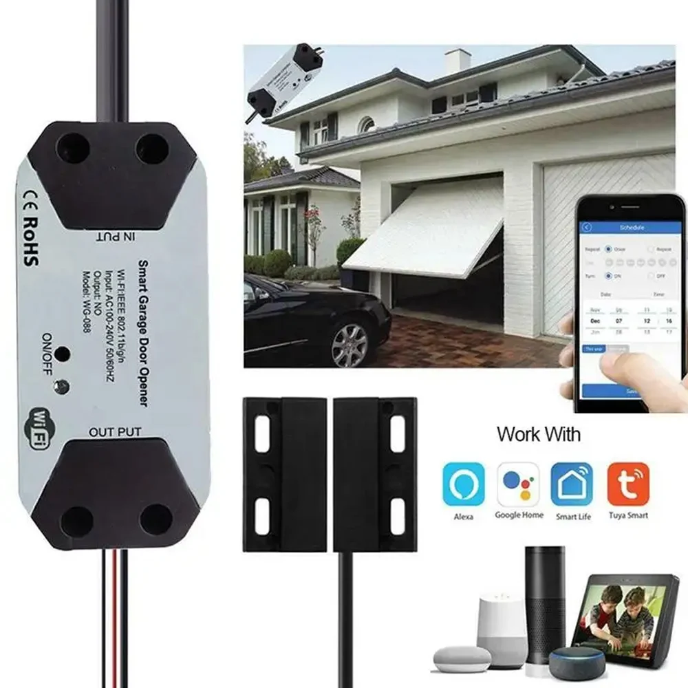 Imagem -02 - Smart Garage Door Opener Controller Interruptor Wifi Funciona com Alexa Echo Google Home Smartlife Tuya App Control Nenhum Hub Necessário