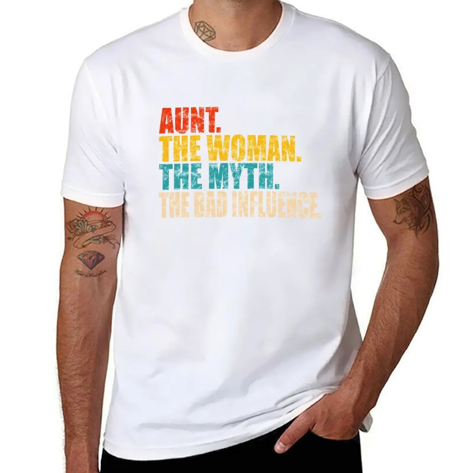 

The Woman The Myth The Bad Influence Funny Aunt. T-Shirt t shirt for man man tshirt T-Shirt
