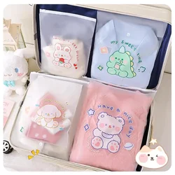 Clothing storage bag Travel cartoon children transparent clothing zipper bag cute thickened frosted bag underwear pouch