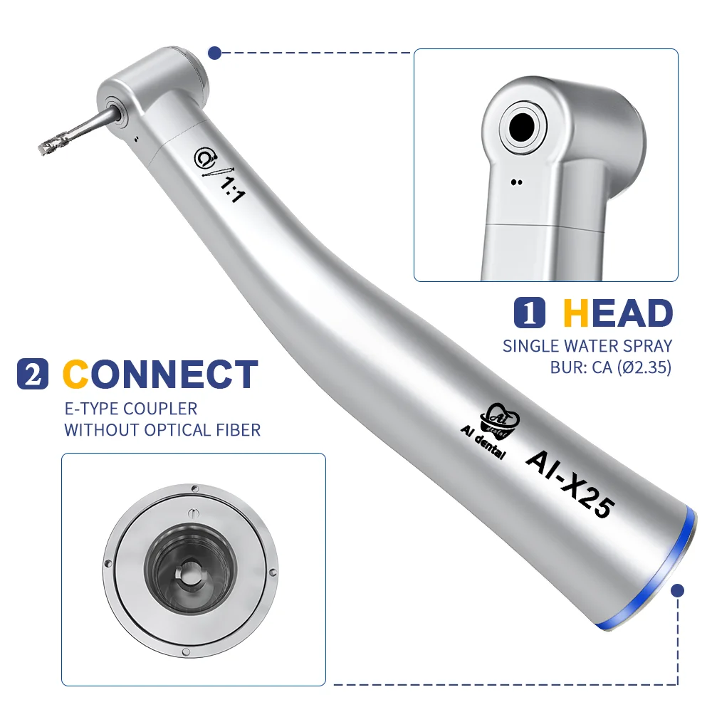 AI-X25 Electric Micromotor 1:1 Contra Angle Inner Water Spray Handpiece Dental Tooth Medical Supply Consumables Products