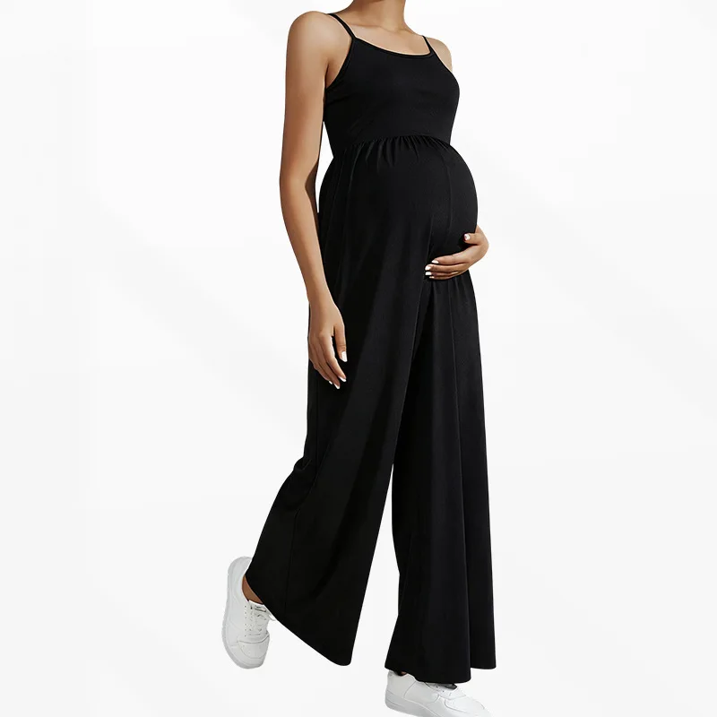 

Pregnant Women Overalls Maternity Solid Sleeveless Spaghetti Strap Loose Jumpsuit Spring Summer Casual Pregnancy Clothing