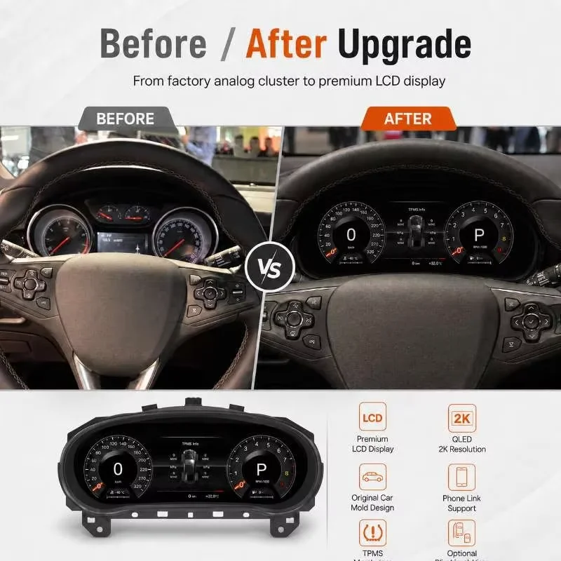 For Buick Verano Opel Astra 2015-2022 LCD Instrument Cluster Digital Dashboard GPS Speedometer Virtual Cockpit Tachometer Clock
