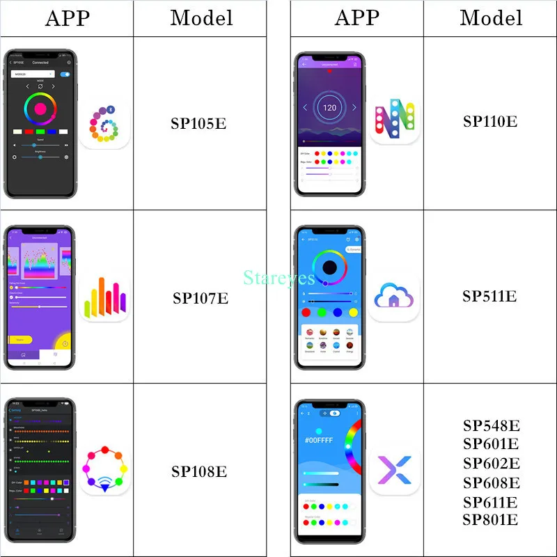 Controlador de tira LED de Color mágico, SP105E, SP106E, SP107E, SP108E, SP110E, SP511E, SP601E, SP602E, SP608E, SP611E, WS2811, WS2812B, UCS1903 IC