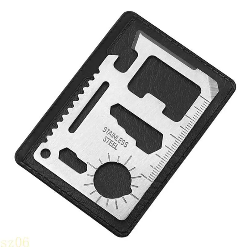 Q2Q4 Lifesaving Card 11 in 1 Pocket Tools Knife Opener Nail Puller Can Opener Outdoor Survival Equipment Gifts for Men Women
