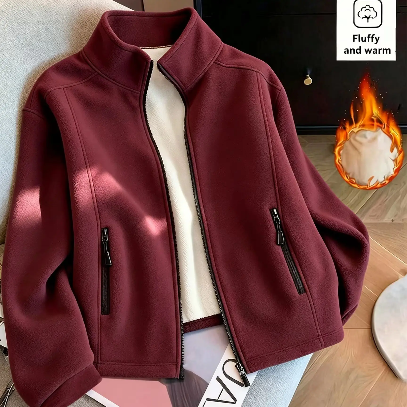 Women Women Thickened Fleece Pocket Jacket For Fall Winter Outdoor Fashionable Warm Lined Hooded Full Zipper Long Sleeve Casual Coat - Aliexpress Deal