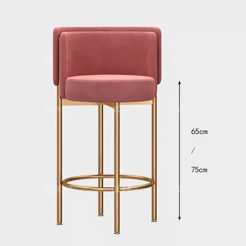 Cadeira de luxo alta mesa barra balcão fezes nordic cadeiras jantar giratória veludo fezes design moderno cozinha rosa mesas móveis