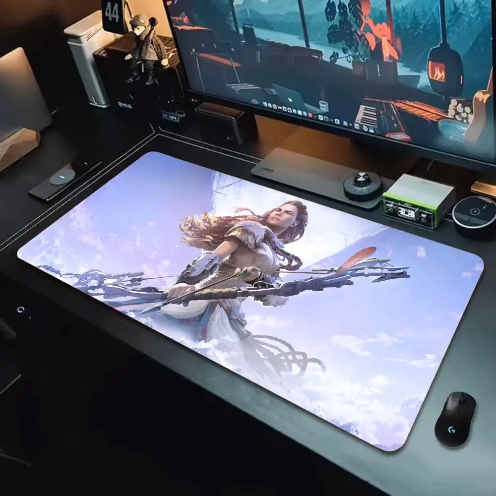 H-Horizon Zero Dawn Mouse Pad Tapetes de Mesa Teclado, Borracha Kawai, Tapete de Mesa Antiderrapante, XXL90x40cm