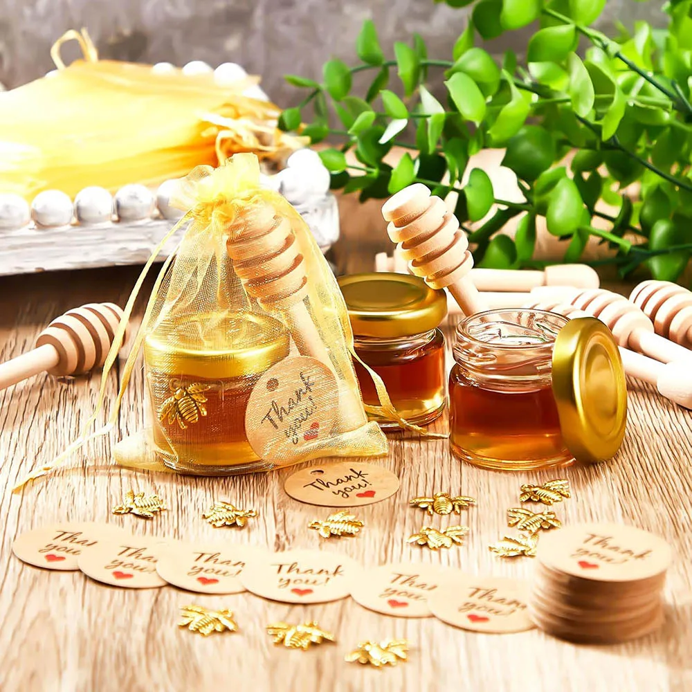 1oz Personalized Guest Gift Honey Jar for Bulk Mini Glass Pot with Wedding Stickers or Small Bottle with Lid Wholesale Lots view 5