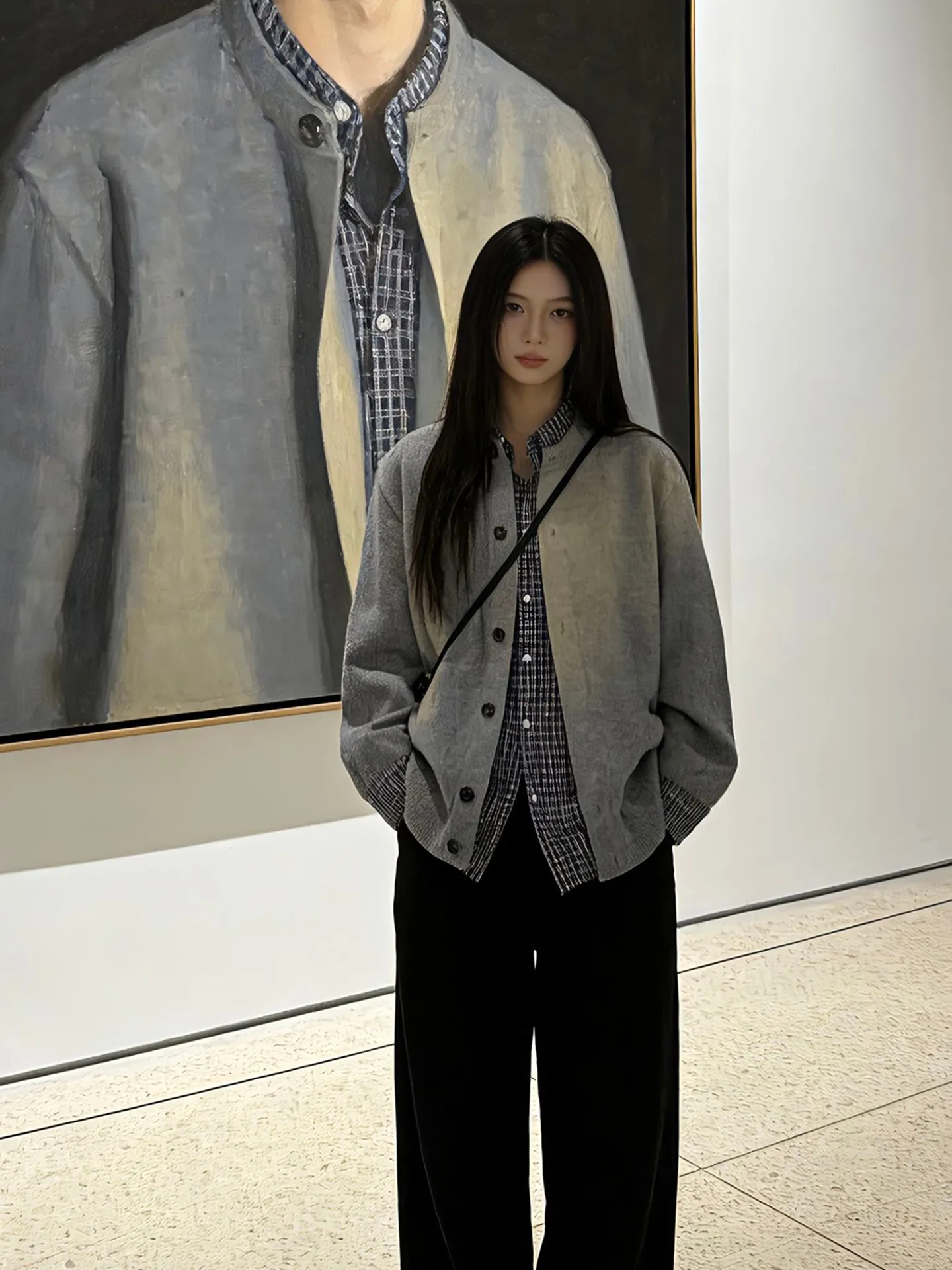 

Мужской зимний свитер в американском стиле, имитация двухслойности, корейский клетчатый пэчворк, повседневная верхняя одежда для пар, с длинными рукавами, премиум-класса