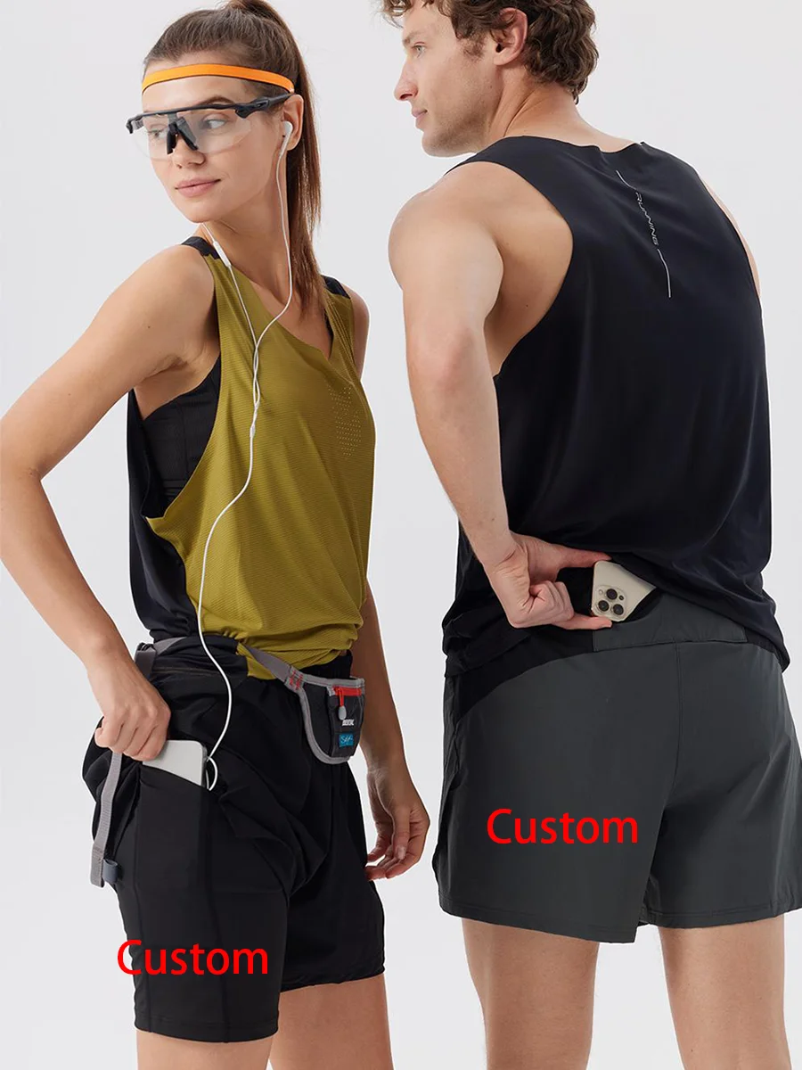 

51149-XIYU Custom LOGO New Breathable Double layersport shorts Gyms Fitness Bodybuilding Workout Quick Dry 2 In 1 Running shorts