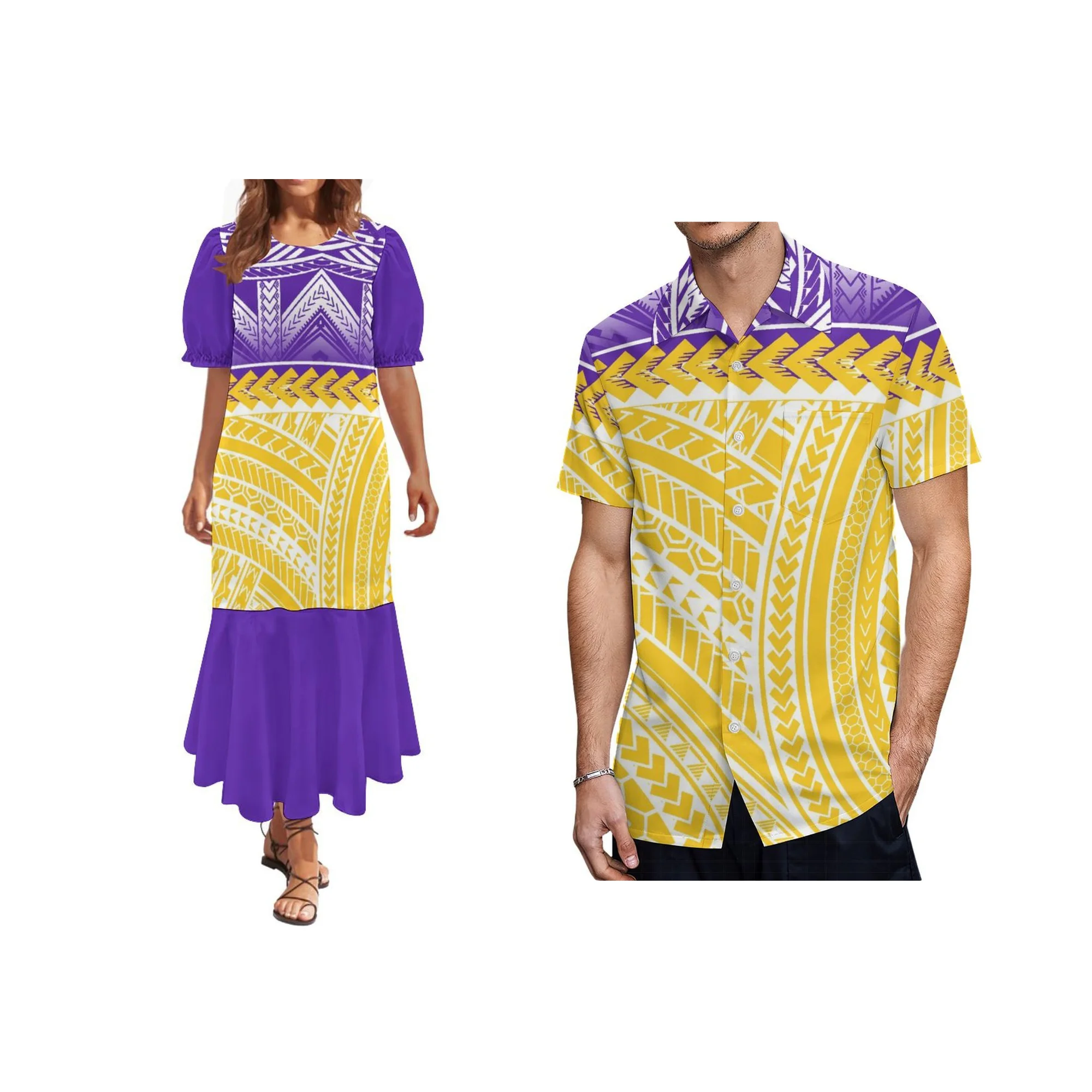 Hot Sale Custom Polynesian Tribal Tattoo Maxi Dress Puletasi Island Casual Plus Size Long Dress Custom All Over Print