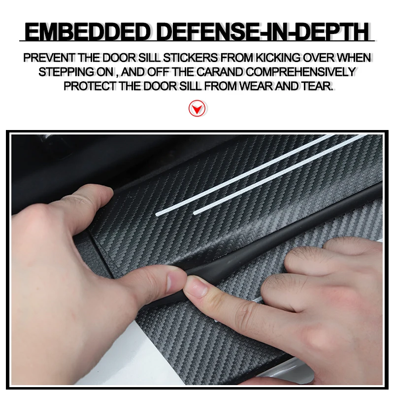 ألياف الكربون التصميم عتبة باب السيارة المضادة للركلة حامي ملصقات ل مارس X-trail T32 ميكرا ملاحظة مورانو ليفينا تيدا المارقة #4