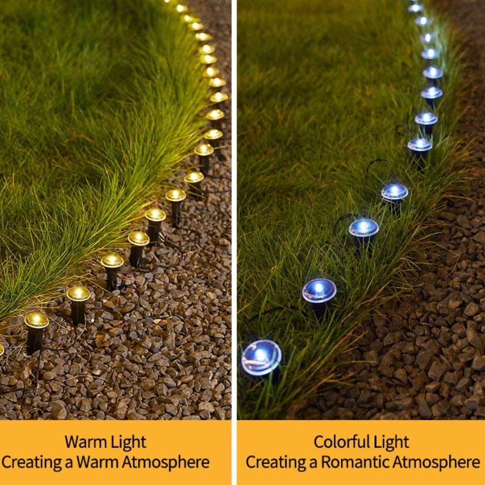 

LED solar path lights, outdoor waterproof flat ground plug-in lawn lights, garden and courtyard decorative colored lights