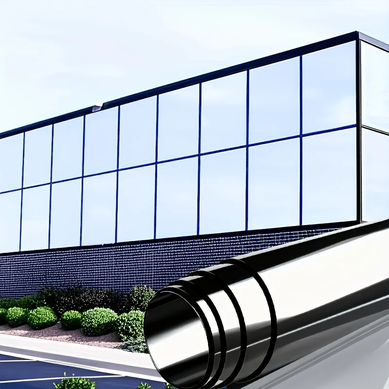 Reflective One Way Vision Window Tint See Out Not In, Static Adsorption Sun Shade Thermal Film UV Protection for Balcony Windows