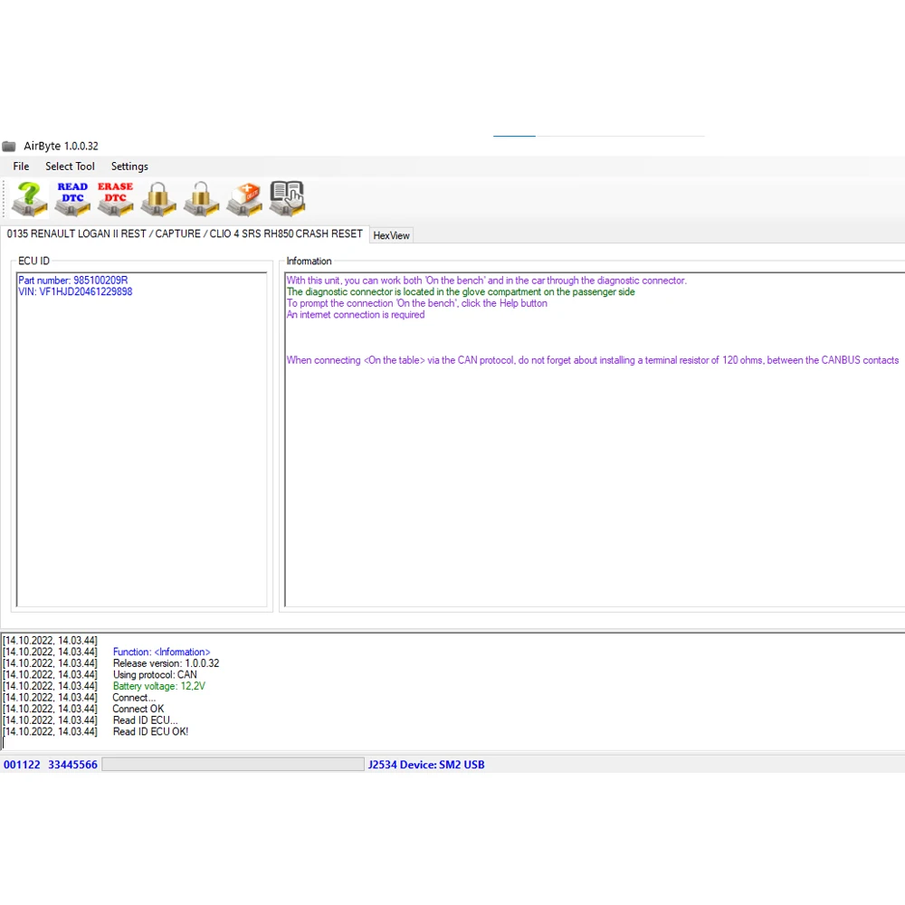 AirByte J2534 FULL 1.0.0.32 Software With Dongle Cleaning Crash Data in SRS ECUs via J2534 adapter Work with MVCI SM2 Open Port2