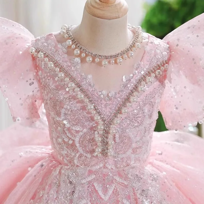 Girls Princess Dress Clothes Birthday Party Pageant Gown Kids Piano Recital Performance Clothes Children Summer Outfit Vestido
