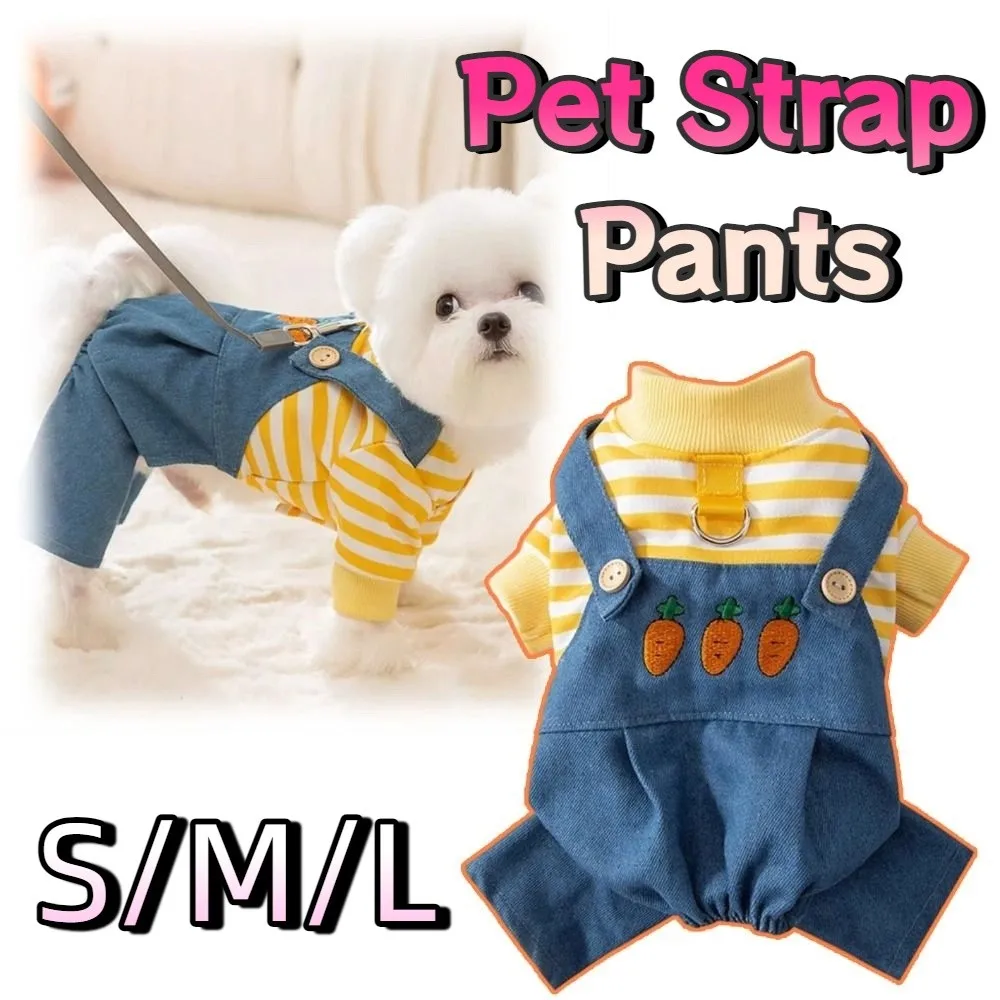 

Pet T-Shirt Cute Dog Jumpsuit Cartoon Towable Pet Strap Pants Breathable Comfortable Dog Stripes Vest Travel