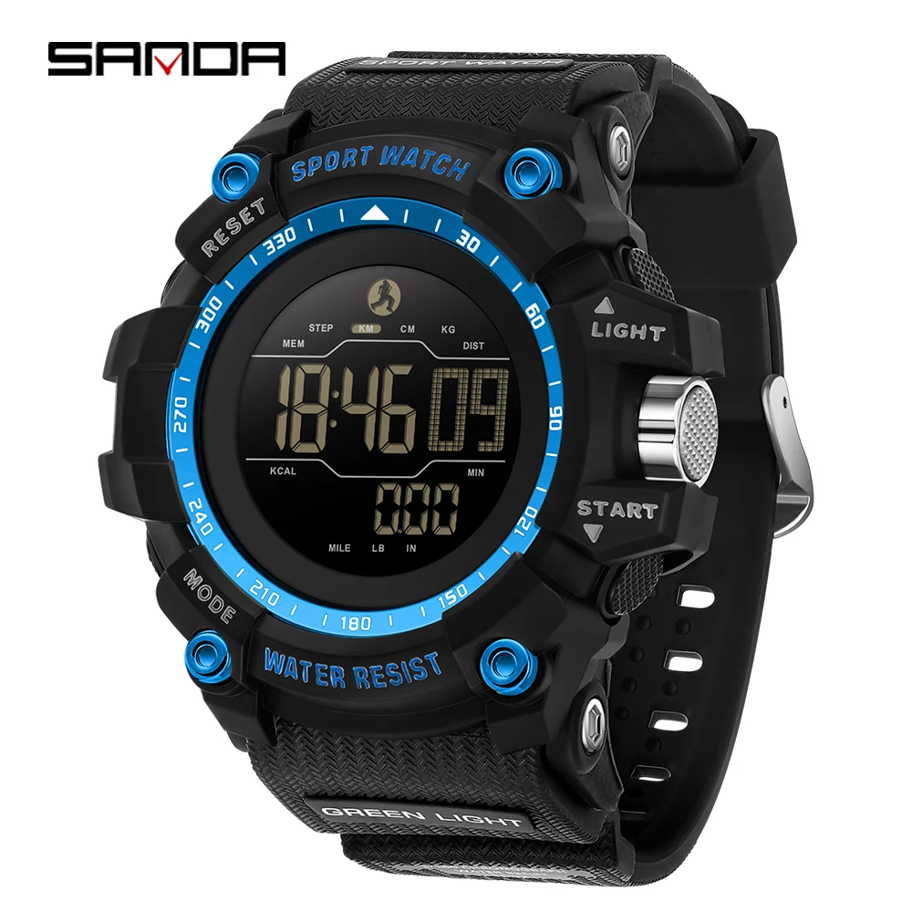 SANDA 新しい 2192 アウトドア スポーツ メンズ電子時計デュアル ディスプレイと多機能防水 LED 男性用