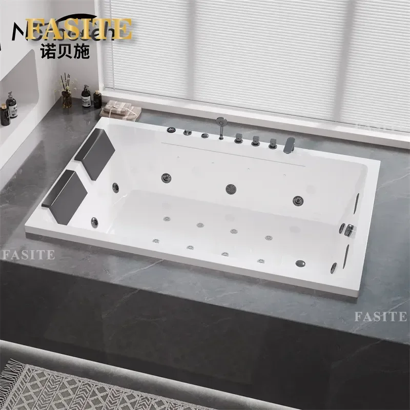 For Home Hotel Embedded Double Acrylic Massage Bathtub Large Space Thermostatic Soaking Tub