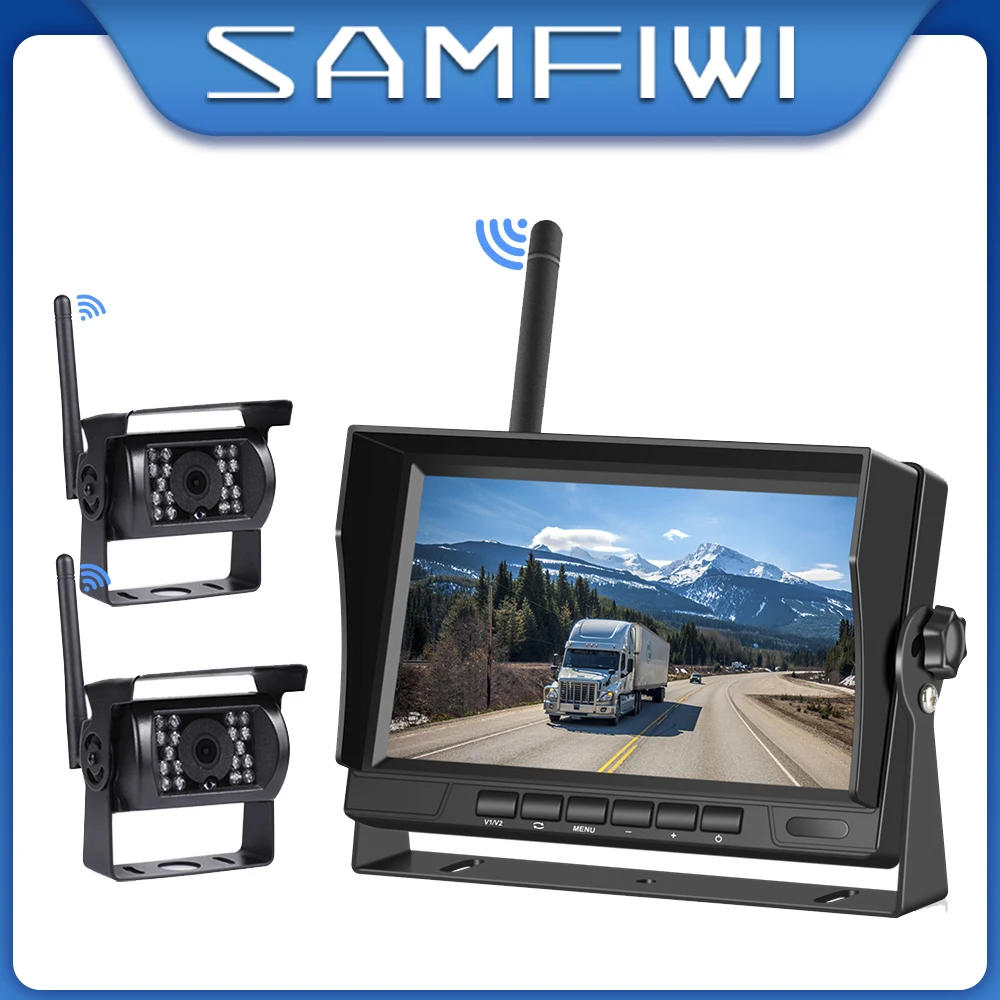 7 Inch  Car Monitor Wireless Truck Backup Rear View Display and Wifi Reverse Backup Camera for Car RV Bus TV Display Screen